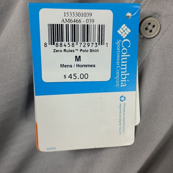 Columbia Mens Omni Freeze Zero Rules Cooling Polo Shirt Gray Size M Short Sleeve - Picture 5 of 8